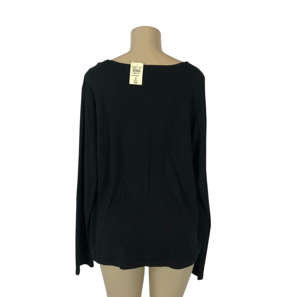 NWT Coldwater Creek Silk Embroidered Lace Trim Sweater Size 3X V-Neck Knit Top - Picture 4 of 8